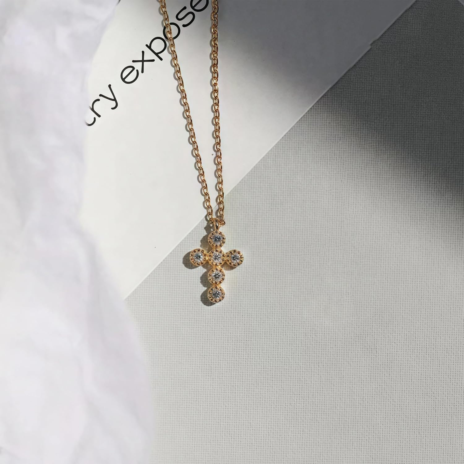 Vannessa Tiny Cross Pendant Necklace, 18K Gold/Silver Plated Cubic Zirconia Small Diamond Cross Necklaces Dainty Elegant Jewelry Gift for Women - Image 6