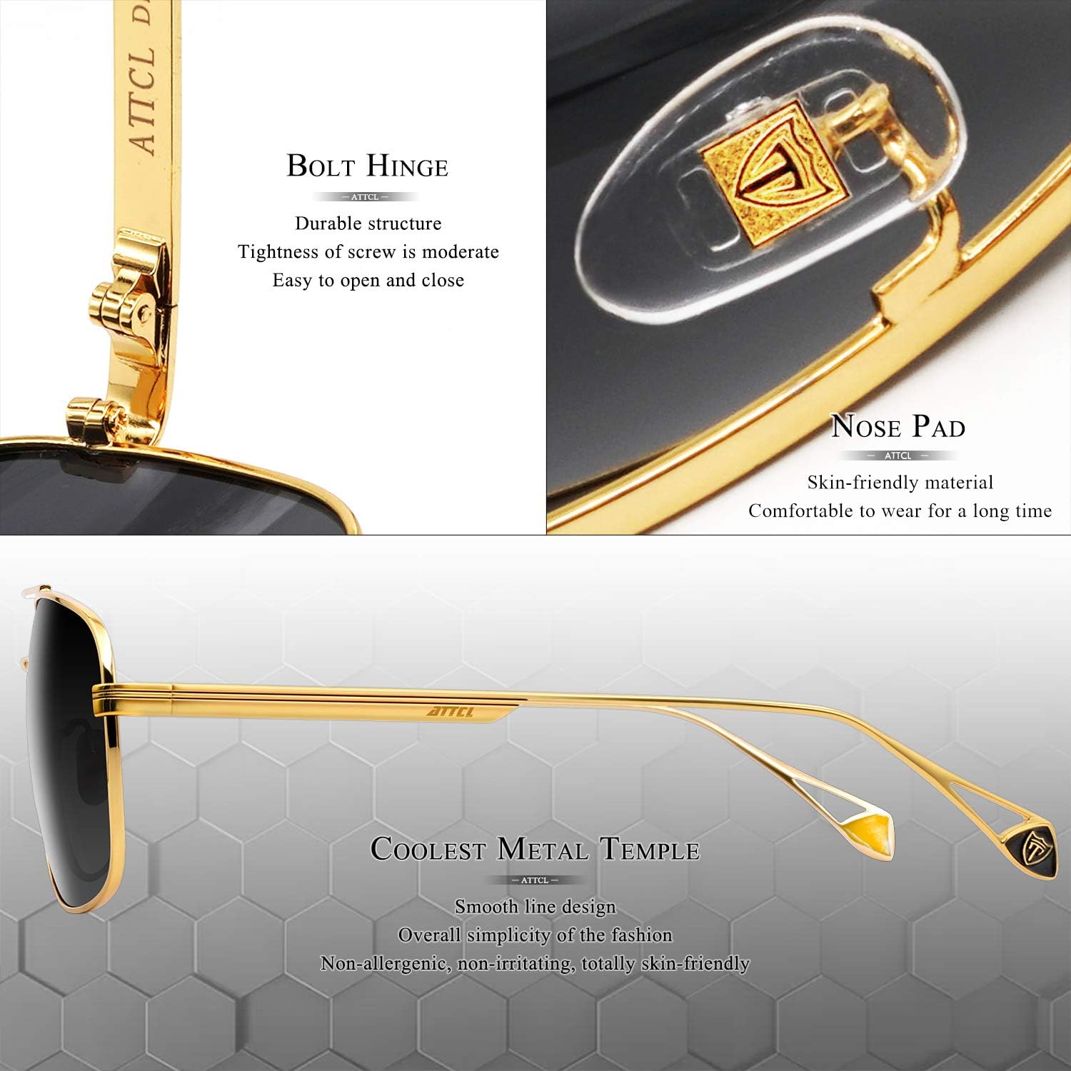 ATTCL Men's Fashion Driving Polarized Sunglasses UV Protection Metal Frame - Image 4