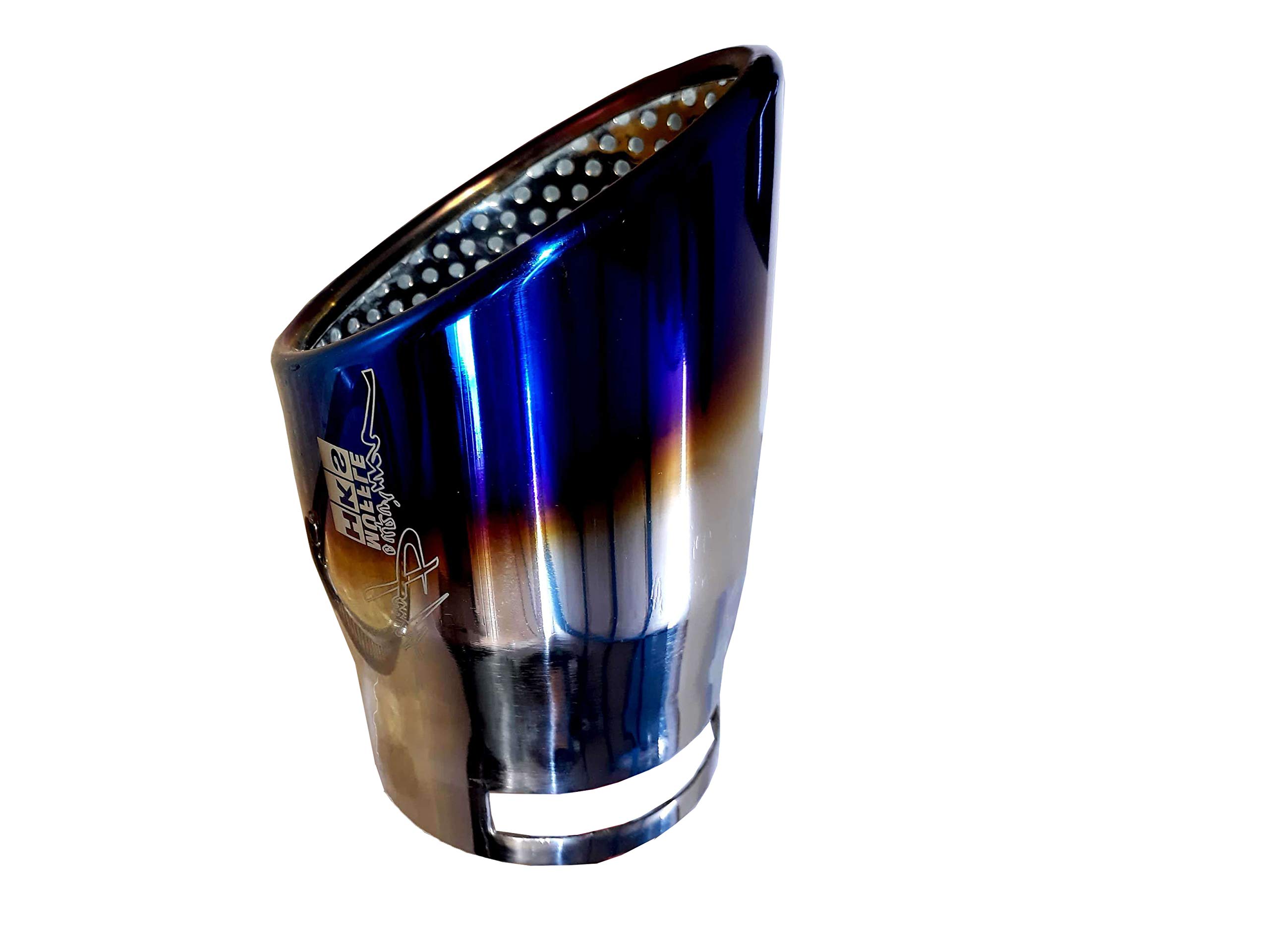 Automaze Universal Fits Car Straight Burnt Oval Shaped Exhaust Tail HKS Muffler Tip Pipe 80mm (Model-6119)