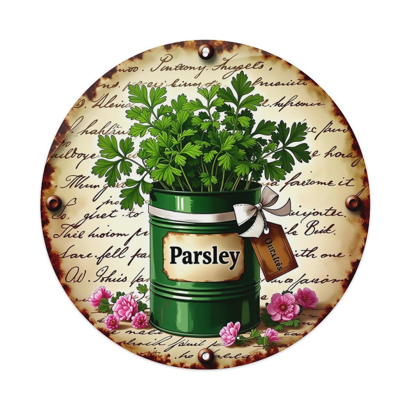 Jdyansheng Vintage Parsley Herb Garden Script Tin Sign Metal Poster Metal Signs For Home Man Cave Bar Cafe Kitchen Laundry Room Wall Decorations 8X8 Inches
