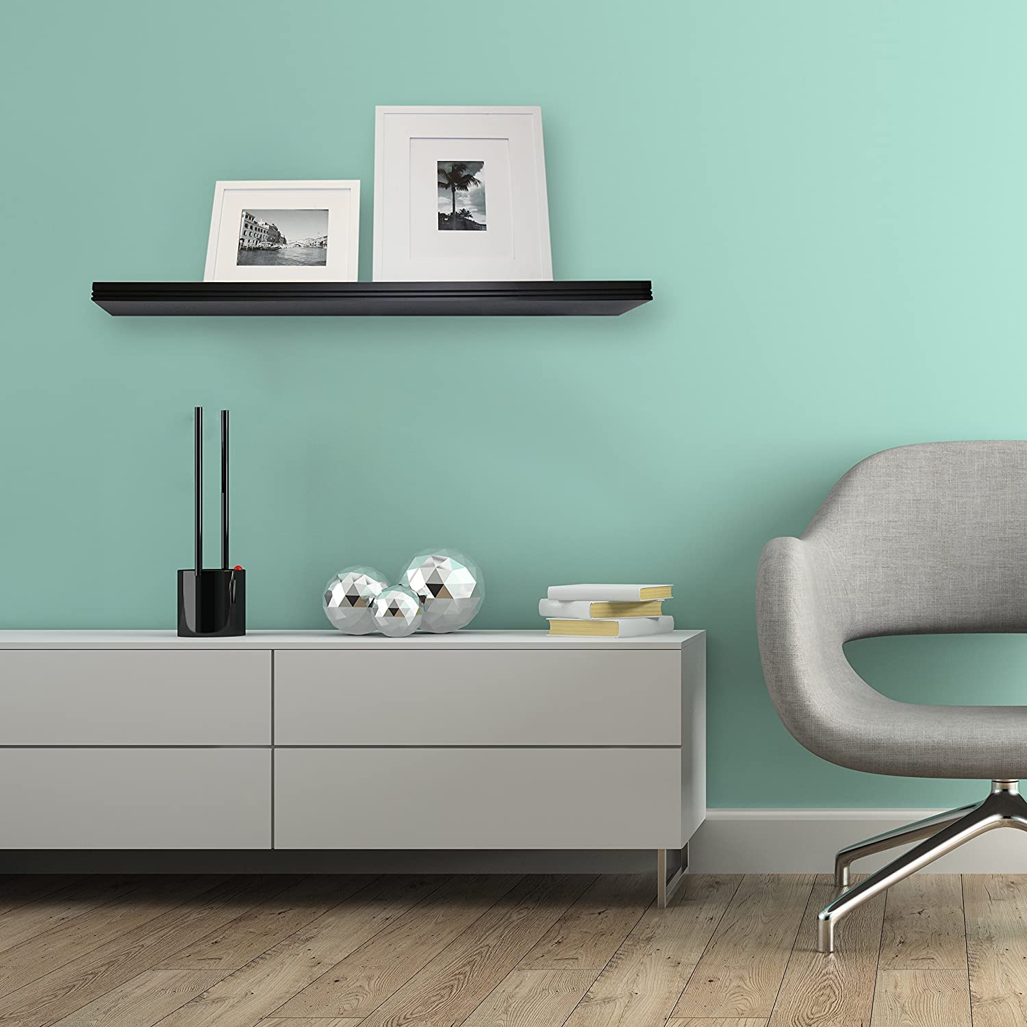 InPlace Shelving 0191436 Warwick Floating Wall Mountable Shelf with Invisible Bracket, Black, 36-Inch Wide by 8-Inch Deep by 1.25-Inch High