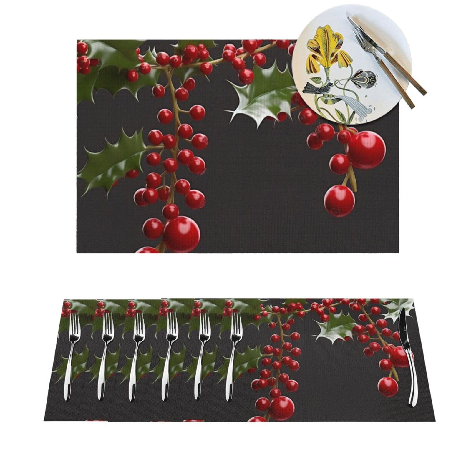 Set de table houx parfait pour vos dîners de famille et repas de mariage festifs