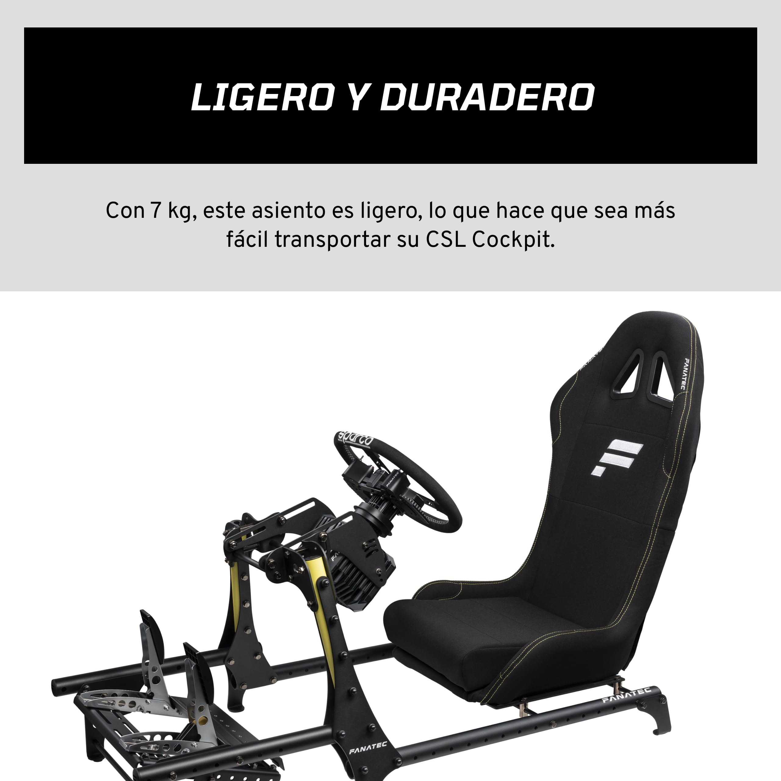 FANATEC Sim Racing CSL Cockpit Seat – Ligero y Duradero, Diseñado para el CSL Cockpit, Tejido Acolchado Transpirable – Negro