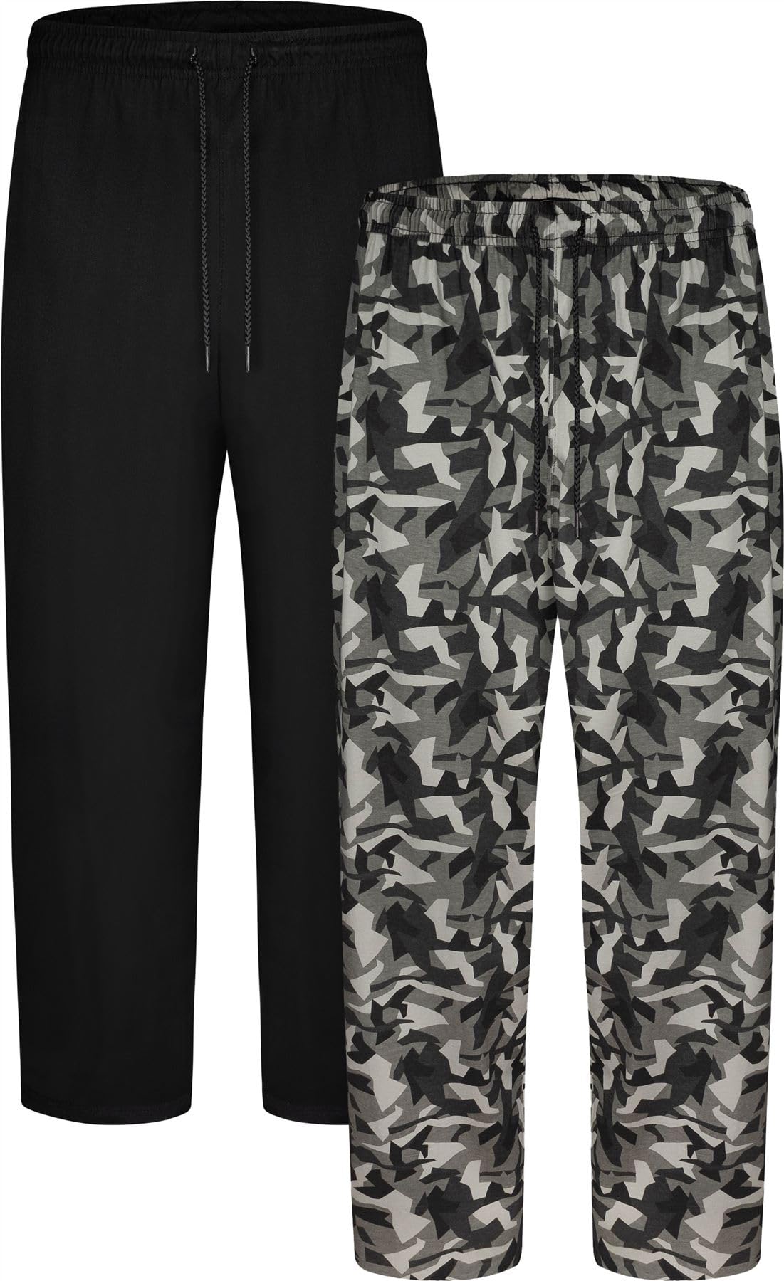 Kam Men's Black Twin Pack Lounge Wear Pants Plain Camo Pattern Pockets 5XL 873 (Kbs 872)