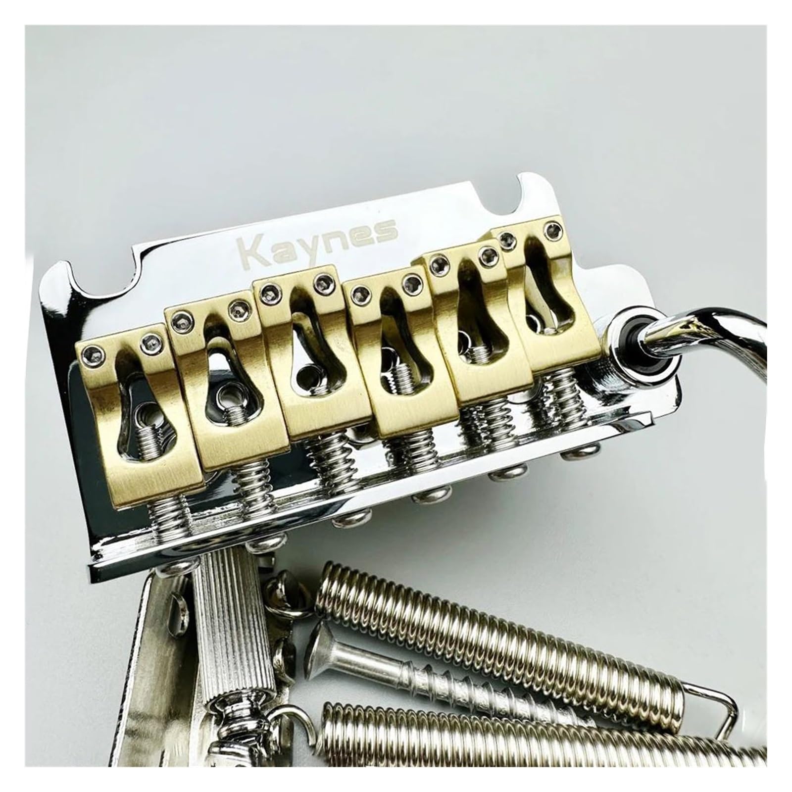 Gitarrenbrücken-Bausatz 2-Punkt-Tremolo-Systembrücke Für E-Gitarre Mit Messingblock Und Sätteln Für ST-Gitarre Chrom-Silber