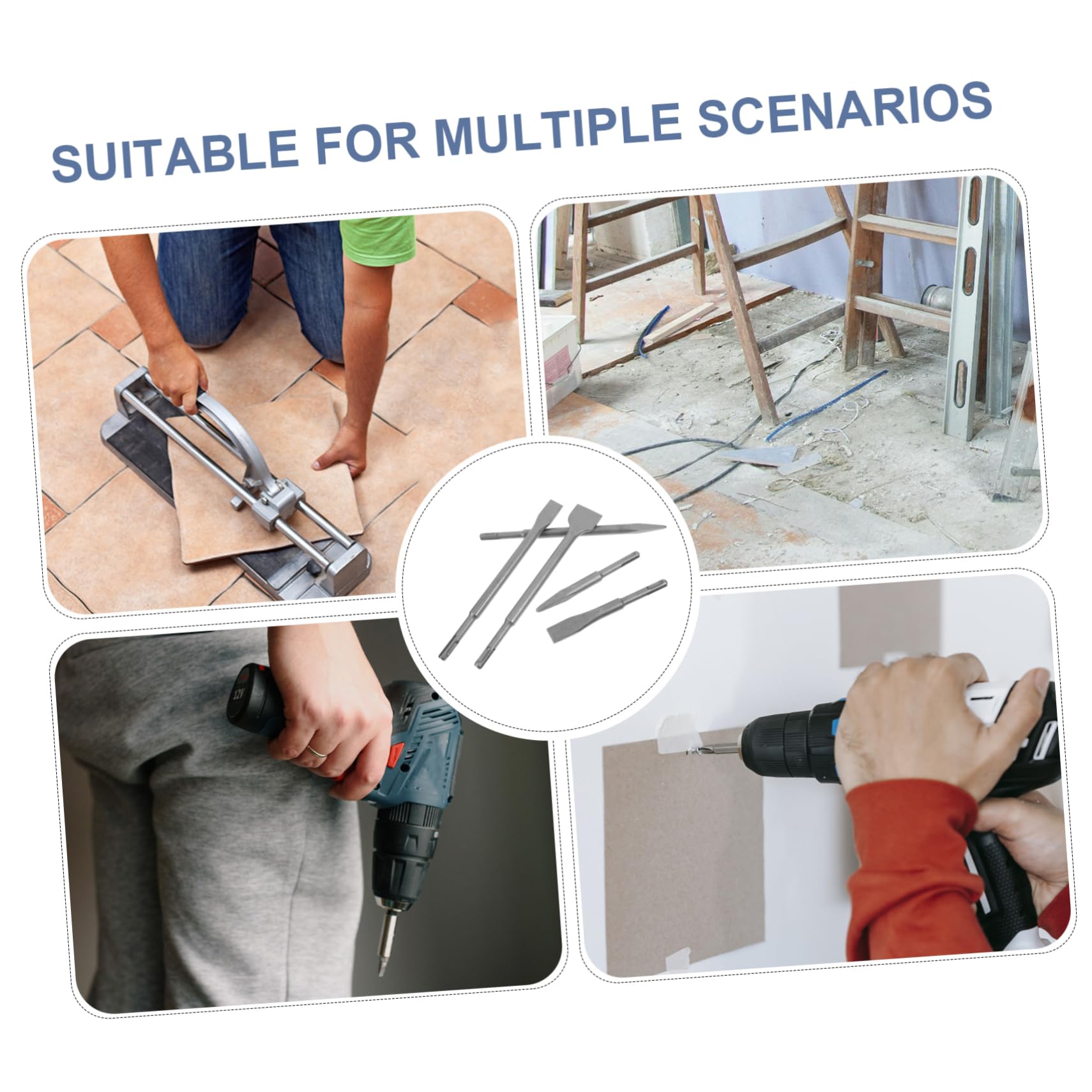 Alipis Set di Scalpelli Punte in Acciaio 5 Pezzi per Martello Perforatore Precisione e Versatilità per Calcestruzzo e Pareti per Vari Progetti