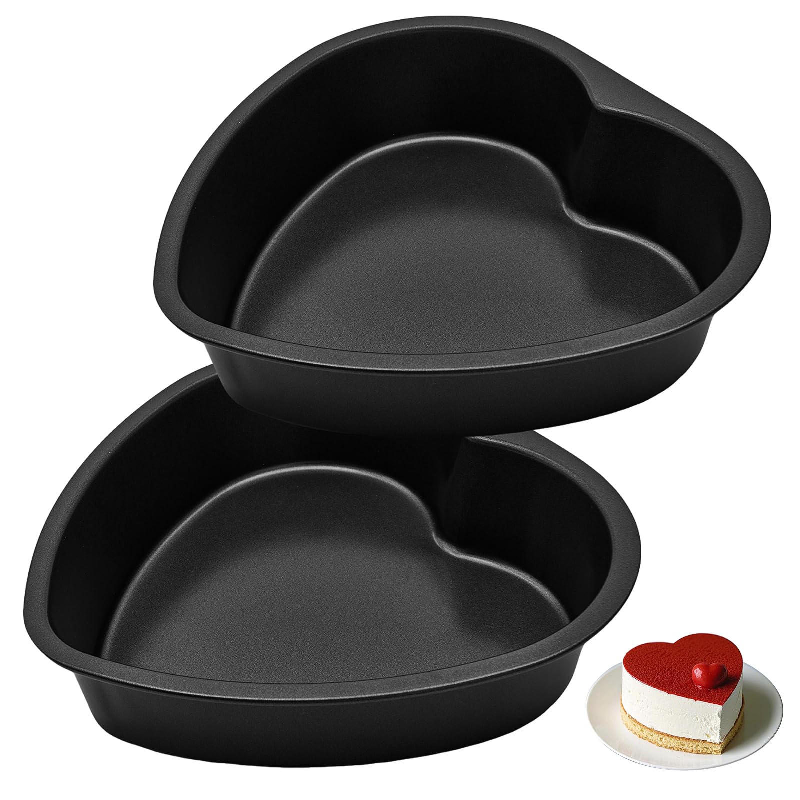 Yomvzake Lot de 2 moules à gâteau en forme de cœur de 17,8 cm pour Saint-Valentin, mariage, anniversaire