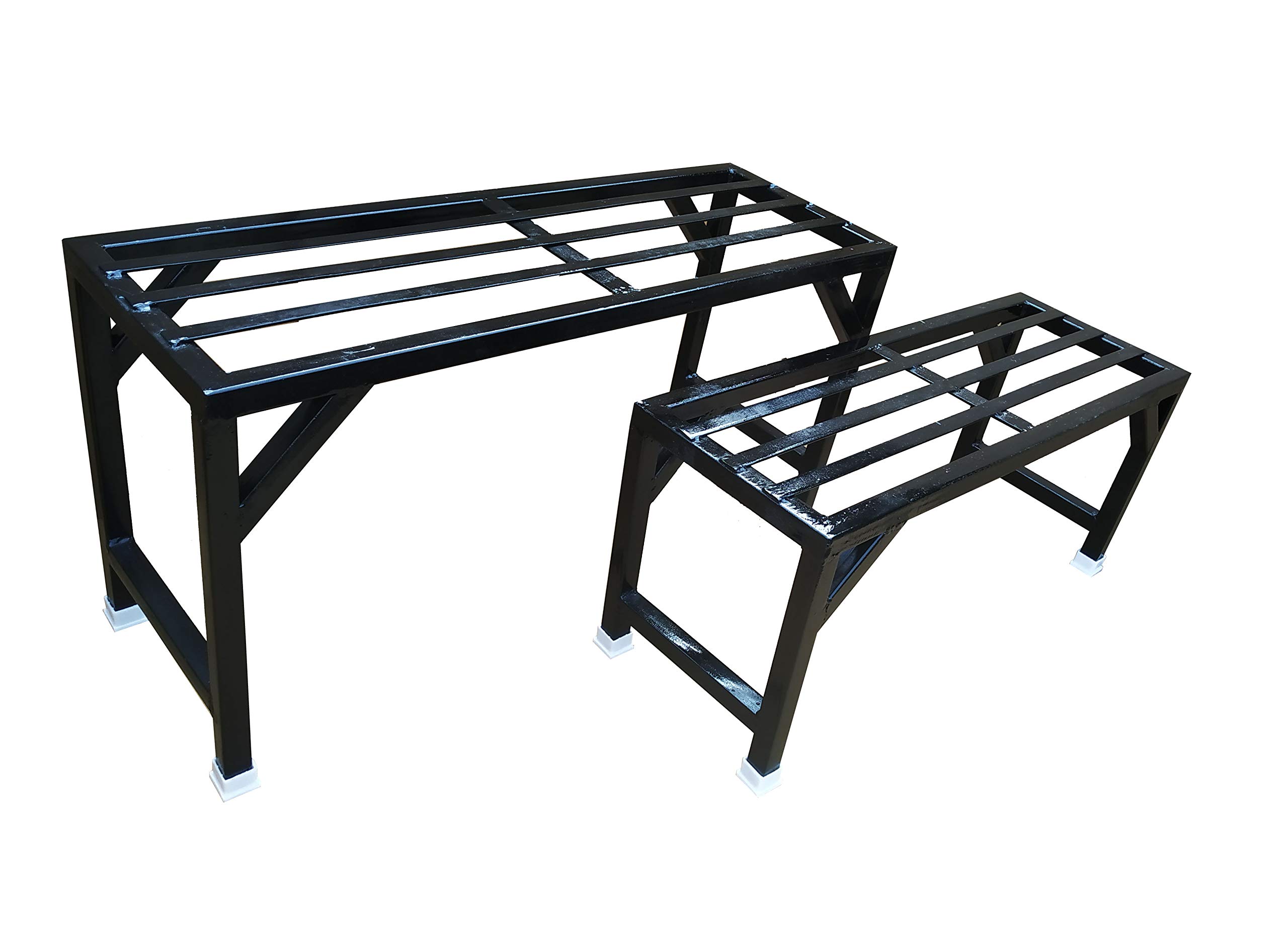 A-One 2-Step Plant Stands - Set of 2, Black -2 A-One 2-Step Plant Stands - Set of 2, Black -2