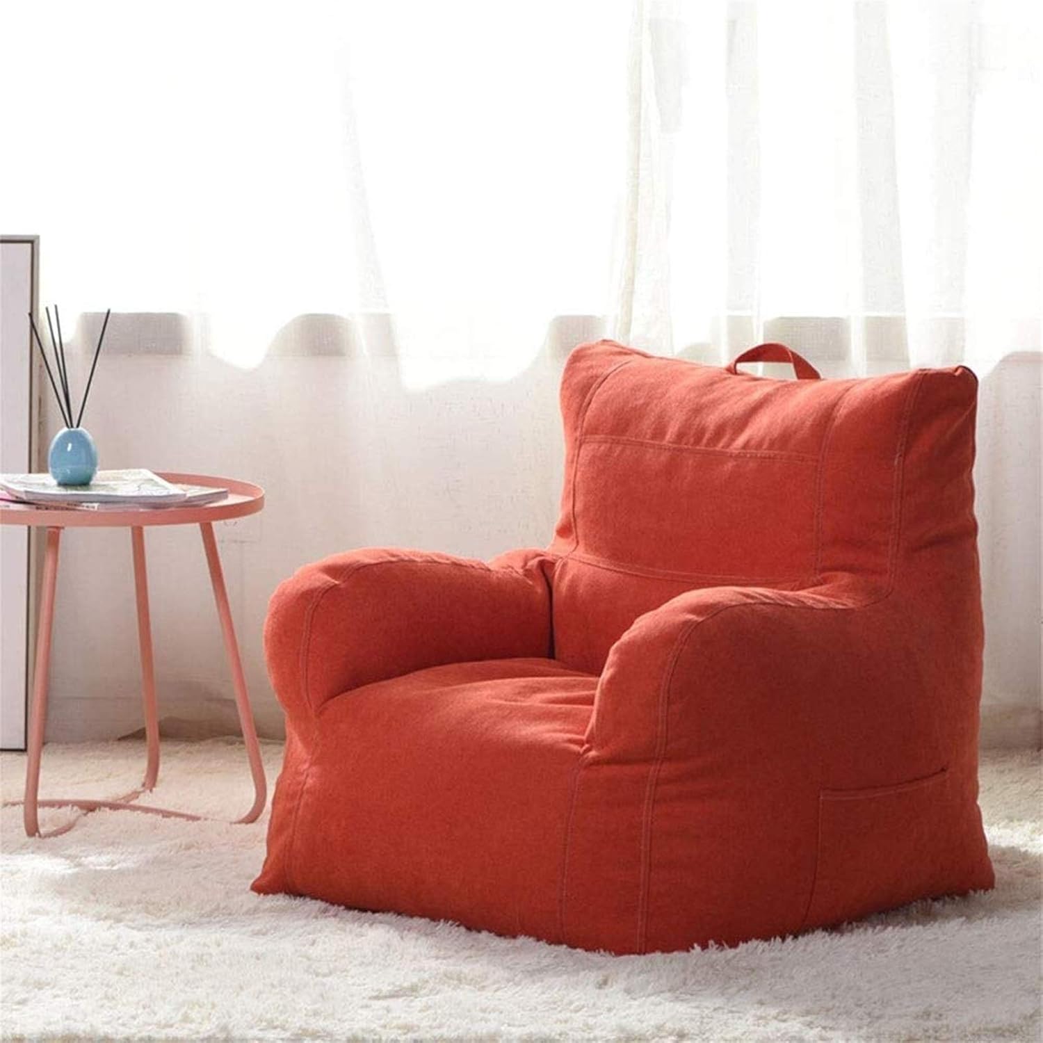 Bean Bag Chair Sofa Adjustable Backrest Fabric Sofa Extra Large Bean Bag Chair Indoor Outdoor Game Seat for Living Room and Office (Color : Blue Size : 80x78x63cm)