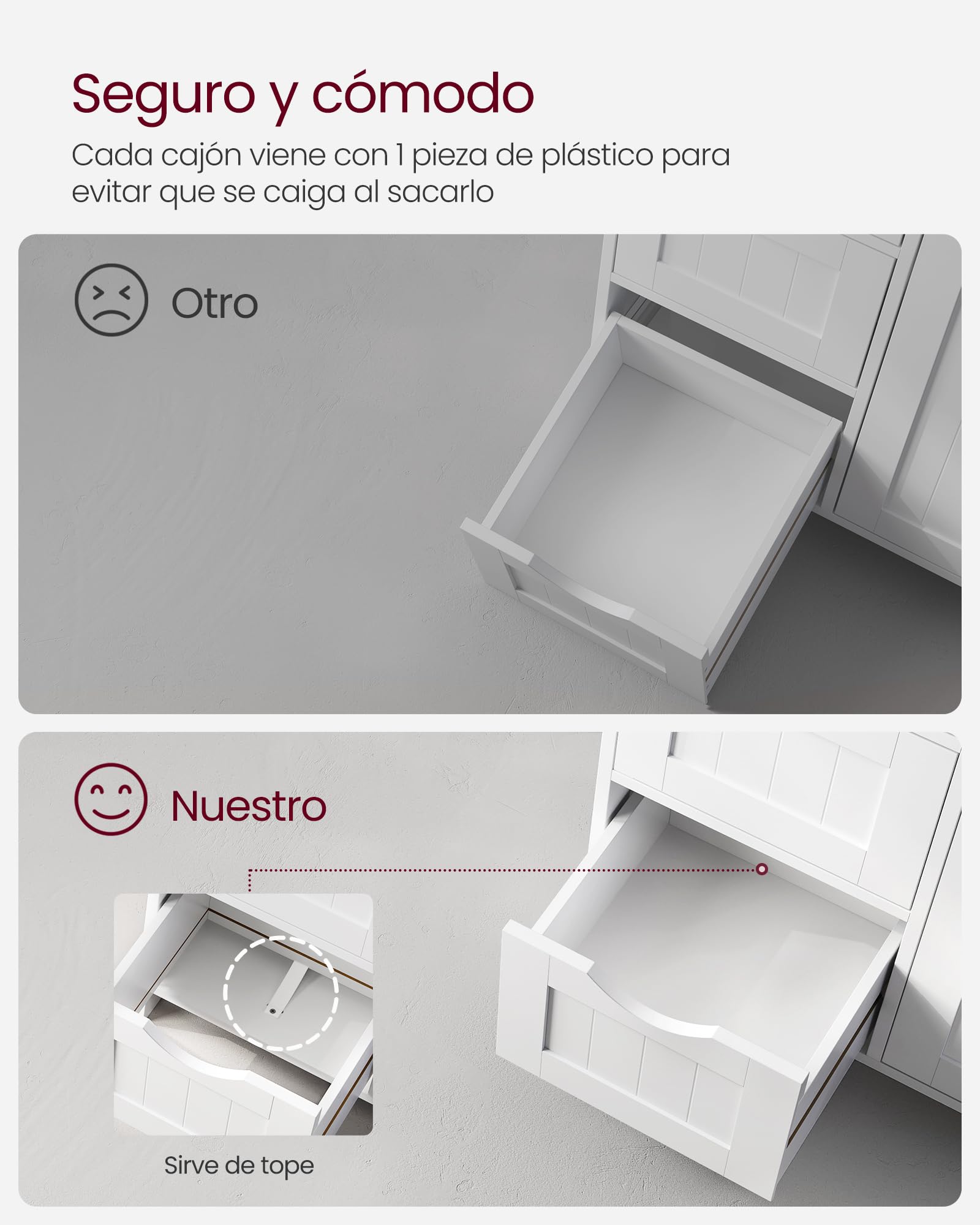VASAGLE Gabinete de Baño, Gabinete de Almacenamiento con 4 Cajones y 1 Armario de Taquilla, Puerta Simple, Estante Ajustable, para Sala de Estar, Cocina, Entrada, Blanco LHC41W