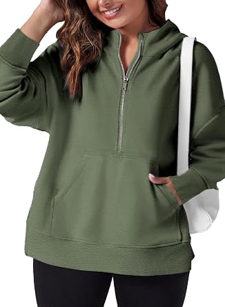 Eytino Women Plus Size Sweatshirt Half Zip Long Sleeve Hoodies Tops Oversized Casual Sweaters with Pockerts1X-5X