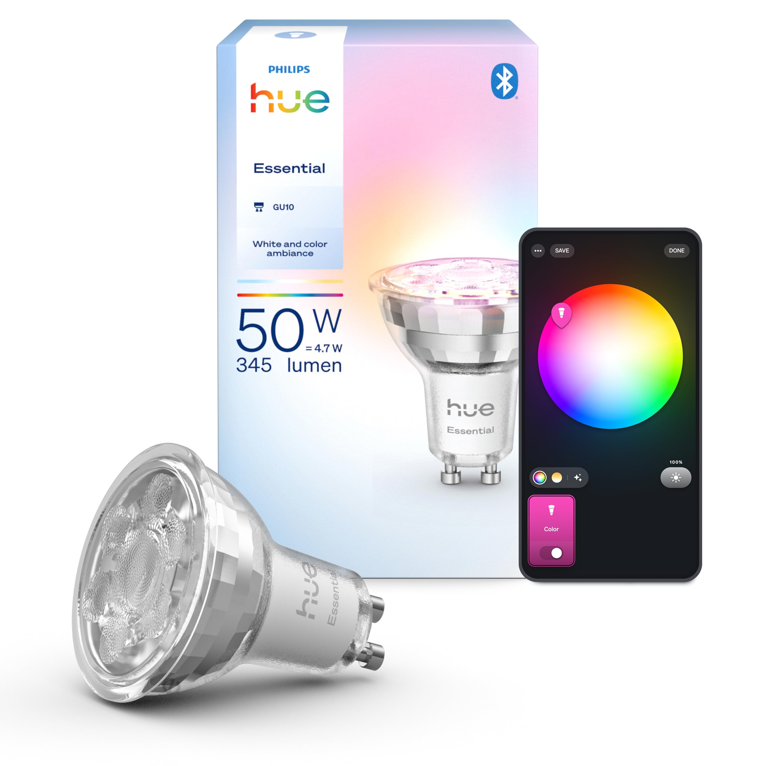 Philips Hue Essential 4.7W GU10 345 Lumen Renkli Akıllı Spot Ampul