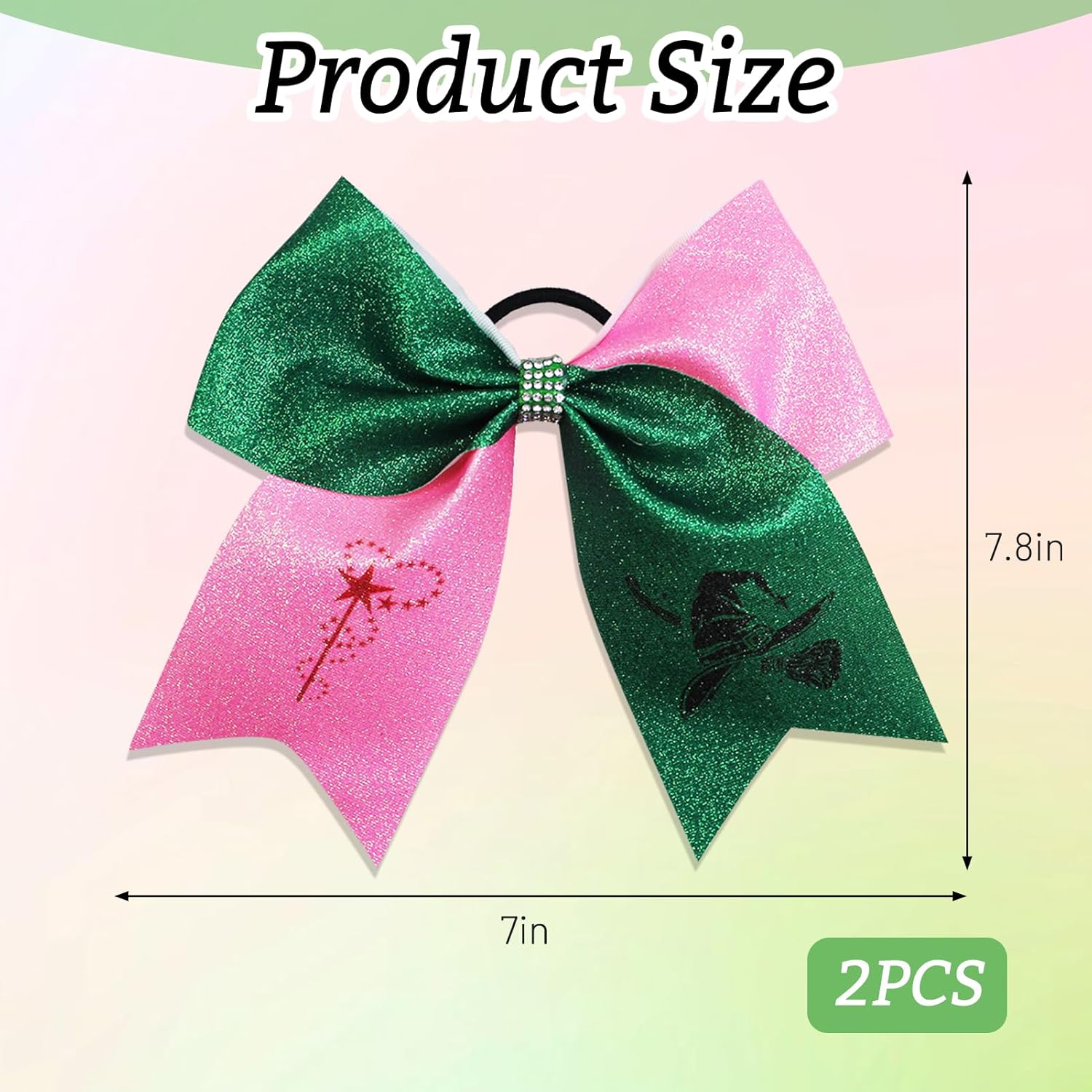 2PCS Witch Hair Accessories, Pink and Green Witch Party Decorations,Gifts for Girls,Cute Hair Bows for Movie Fans