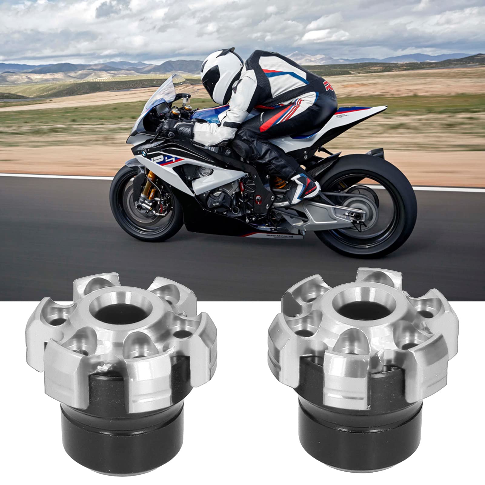 KKPLZZ Curseurs de Cadre de Fourche de Roue 2 Pièces, Protection contre les Accidents de Moto en Alliage D'aluminium CNC, avec des Performances Stables, pour Motos Universelles et Vélos (Argent)