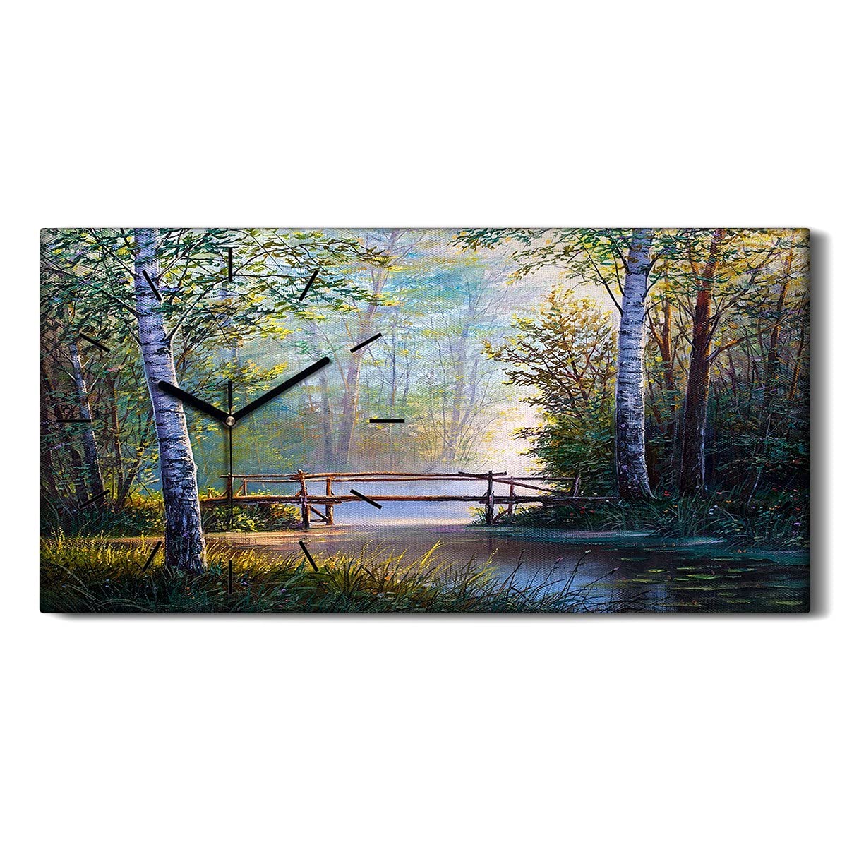 Horloge sur Toile Silencieuse sans Tic-Tac Décoration Murale Nature pour Chambre