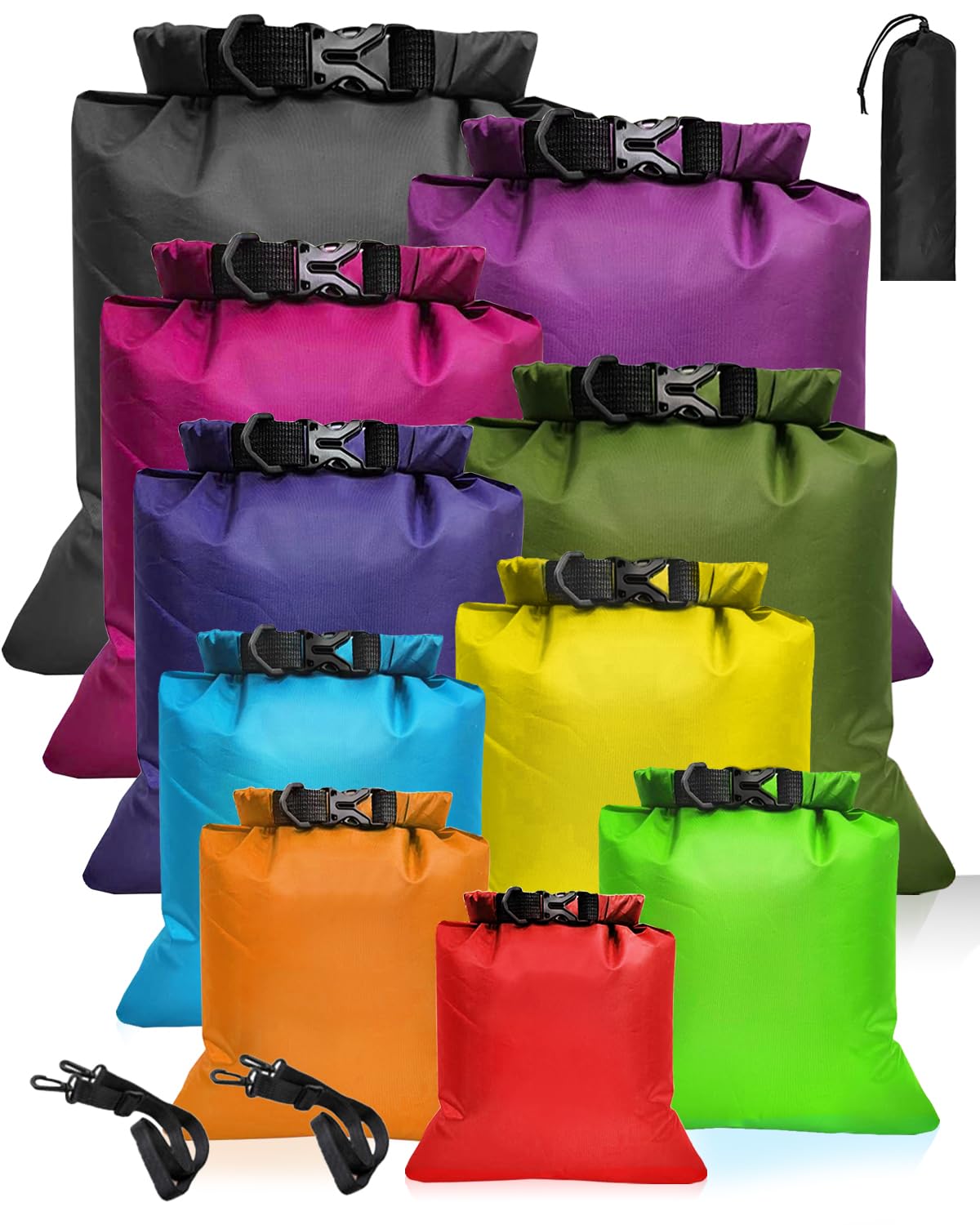 MOXTOYU 10 Pack Dry Bags Waterproof Dry Bag Set with 1.5L-15L Capacity, Storage Bags for Camping Outdoor Hiking Fishing Cycling Dry Sack Waterproof Rucksack Liner — image 1