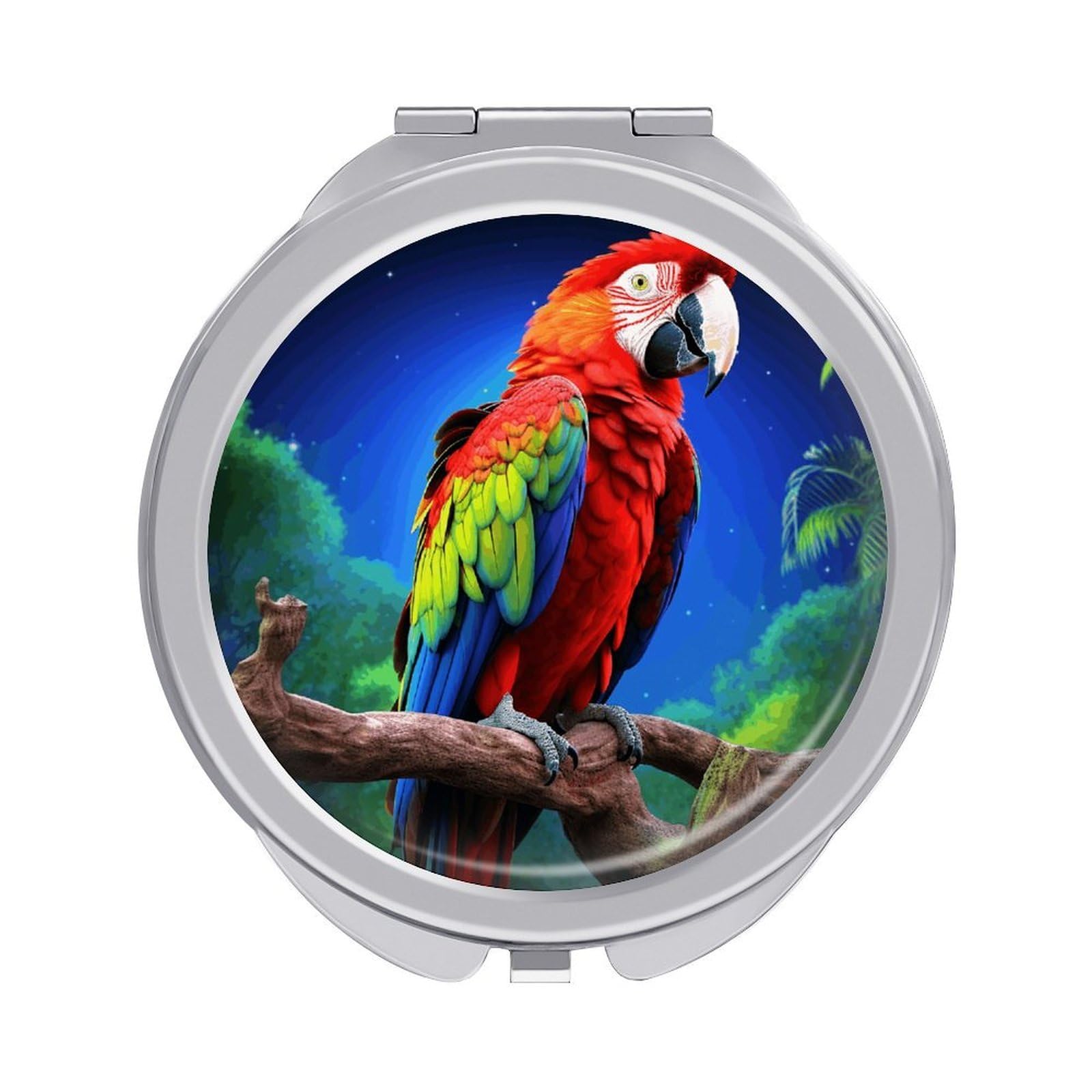JTREHY Parrot Makeup Mirror Silver Mirror Surface Folding Makeups Mirrors Lightweight Durable Looking Glass for Suitable Traveling Handbag and Purses