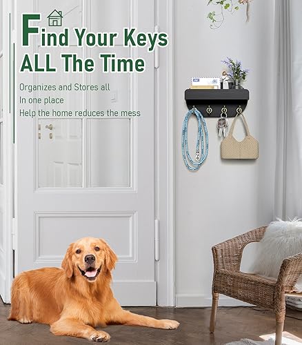 Miniatura 5 de buways Soporte para llaves de pared, soporte para llaves decorativo de pared y soporte de correo con estante, moderno soporte para llaves para