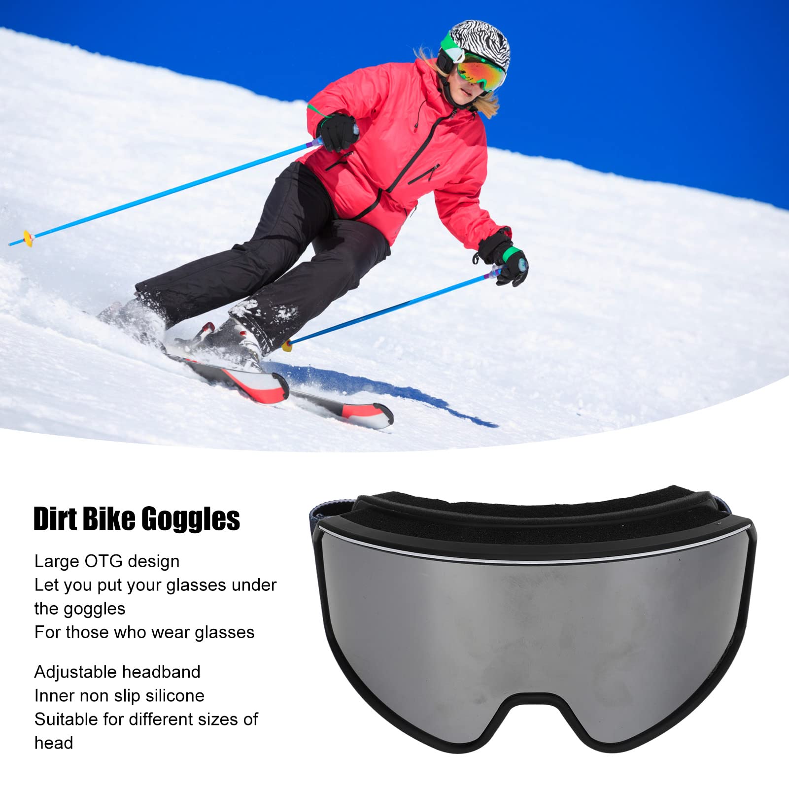 CHICIRIS Antifog Ski Goggles with Double Layer Lenses for Snowboarding