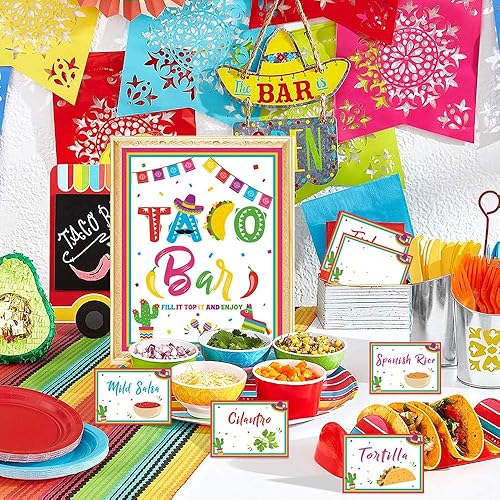 Miniatura 6 de Kitticcino Kit de decoración de barra de tacos – Cartel de tiendas de campaña para fiesta mexicana Cinco de Mayo temática fiesta despedida de