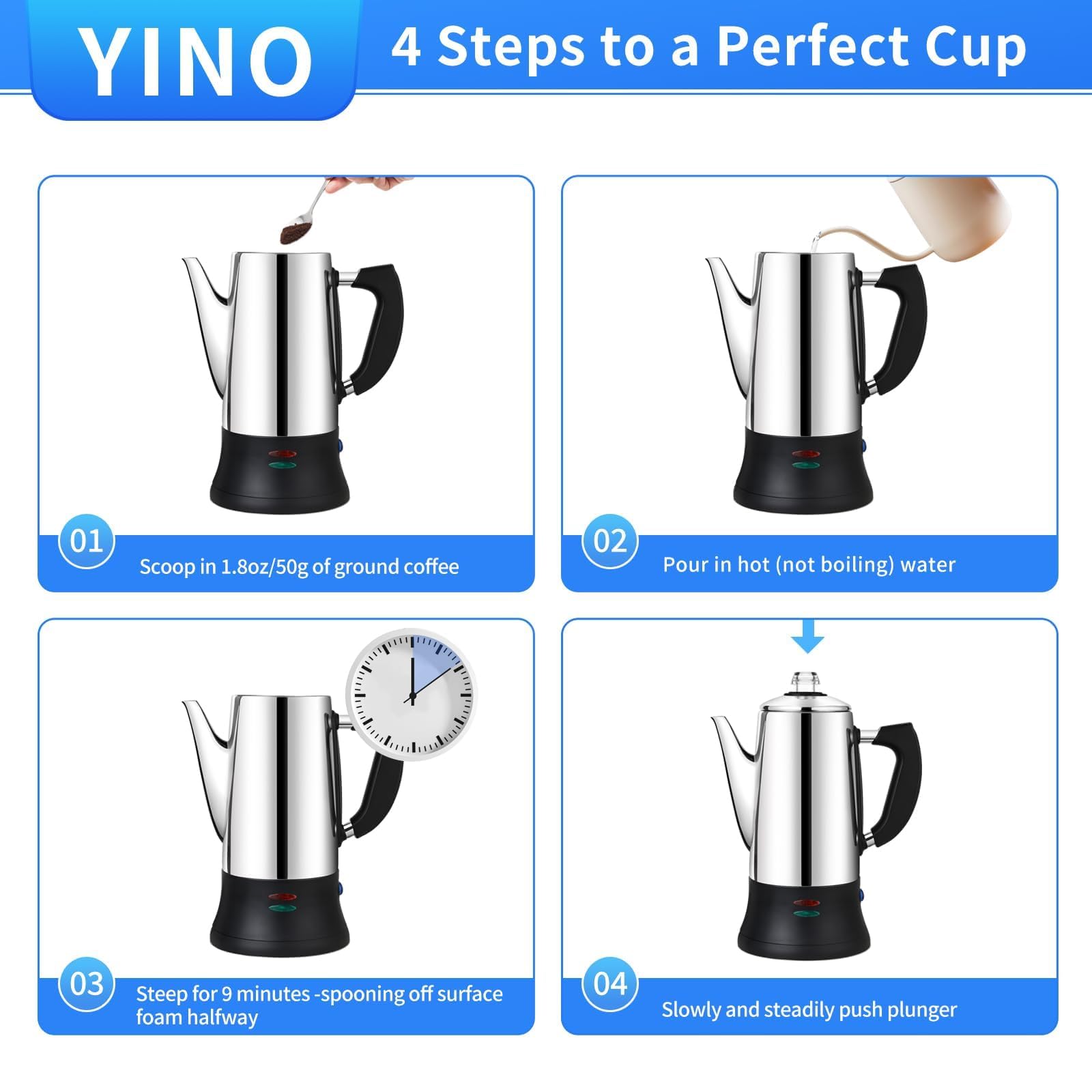 Machine à Expresso De Cuisinière En Acier Inoxydable, Pot Moka électrique, Percolateur à Café électrique 12 Tasses, 1,8 L Cafetière Pour Cuisinière, Cafétéria à Expresso (1.8L)
