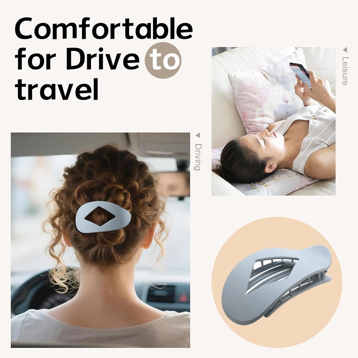 5 PCS Flat Hair Clips, No Crease Flat Claw Clips for Women, Large Strong Hold Barrettes for Thick Thin Hair, French Duckbill Styling Accessories(Matte Blue) - Image 5