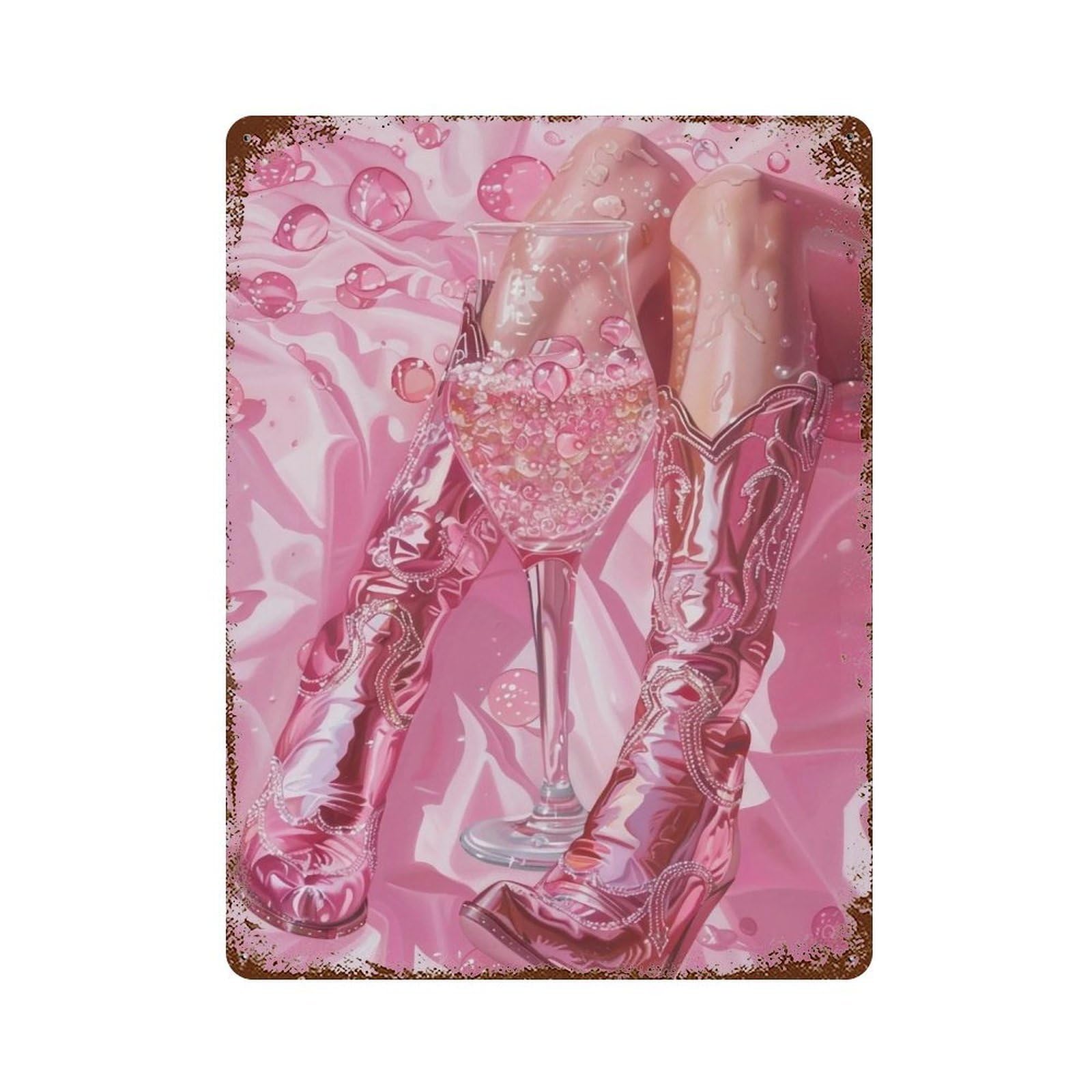 Hduryeyryy Multicolour Cowgirl In The Glass 03 Wall Retro Iron Vintage Art Metal Tin Sign Poster Modern Home Cofffee Club Art Bar Shop Decor 40X30cm
