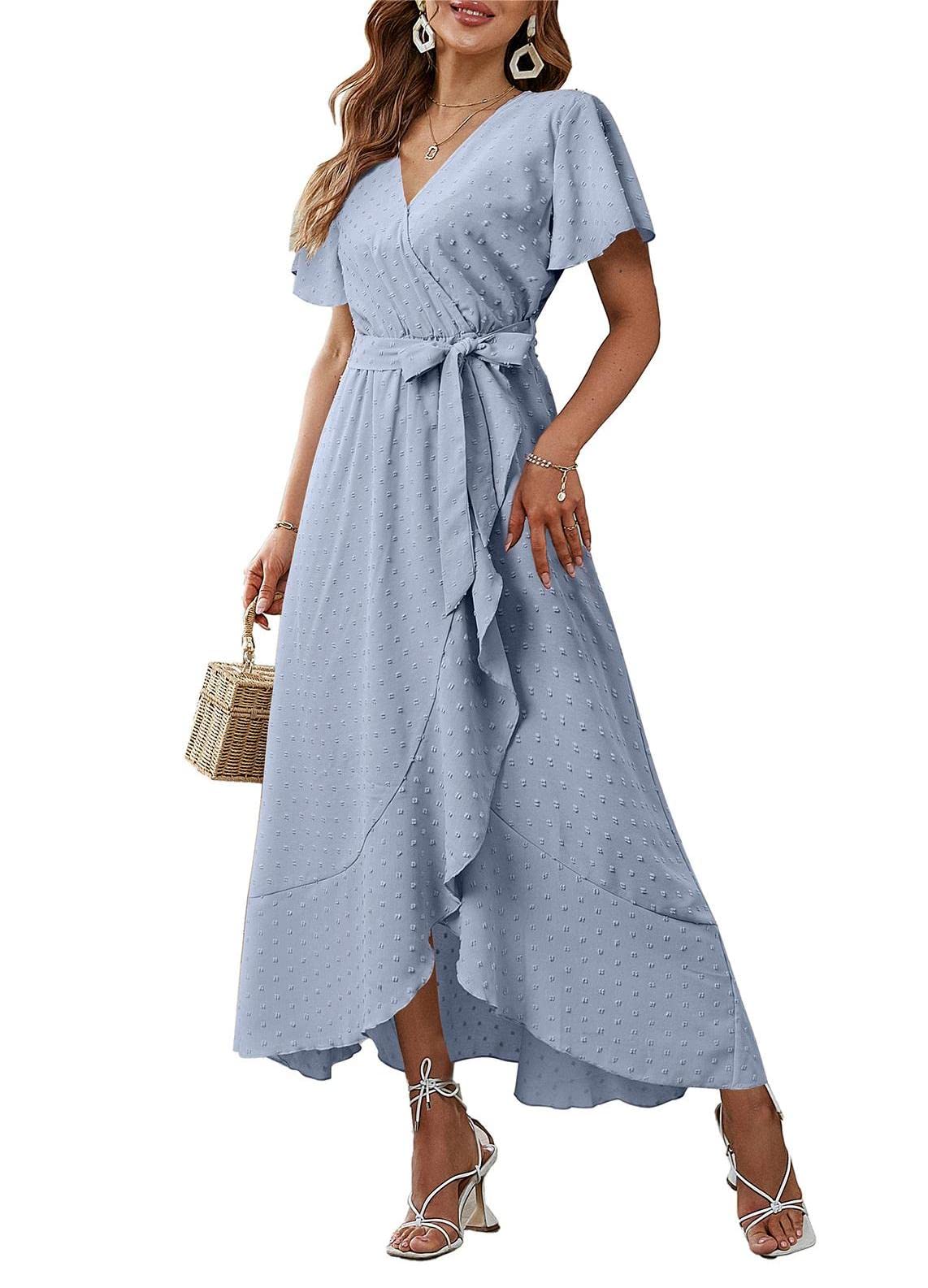 Berrygo Womens Boho V Neck Ruffle Floral Wrap Maxi Dress | Desertcart BAHRAIN Berrygo Womens Boho V Neck Ruffle Floral Wrap Maxi Dress | Desertcart BAHRAIN