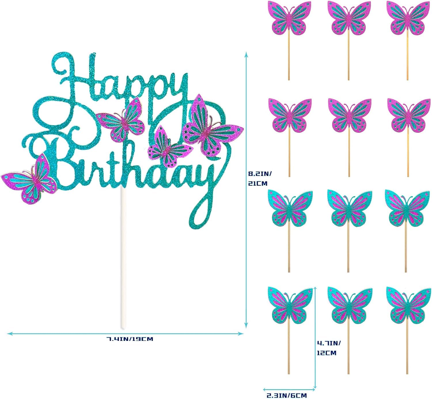 Decorazioni Torta Farfalle - Set 13 Pezzi 3D Per Compleanni E Feste