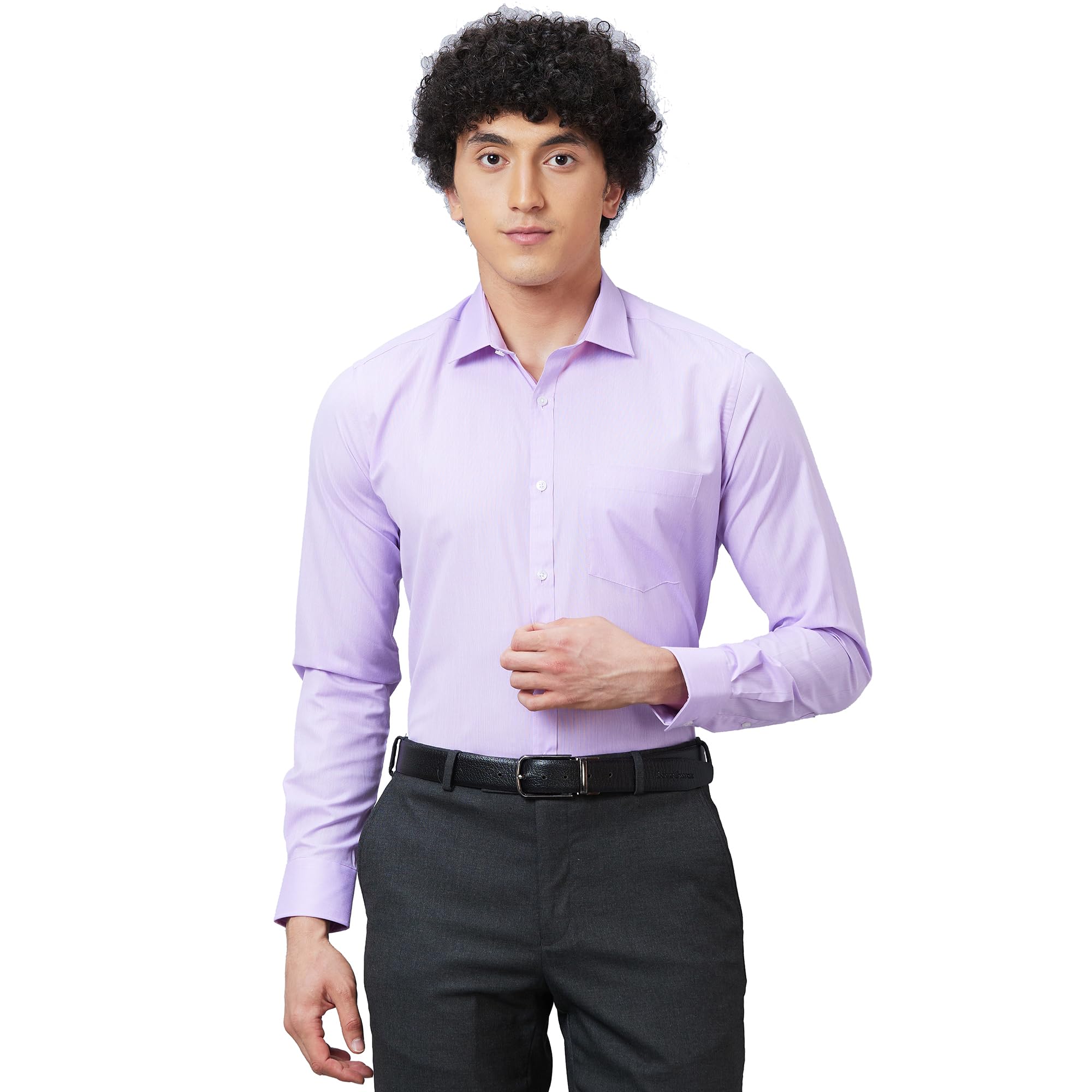 park avenue Slim Fit Poly Cotton Blend Fil-A-Fil Pattern Semi Cutaway Collar Formal Shirt-picture-54