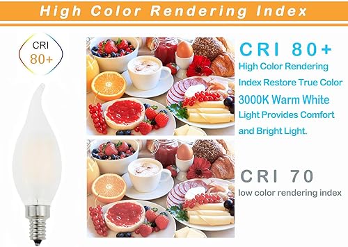 Miniatura 10 de Lamsky Bombillas LED para lámpara de araña equivalente a 40 W, base E26, regulable, 4 W, 2700 K, blanco cálido, bombilla B11 E26 para candelabro con