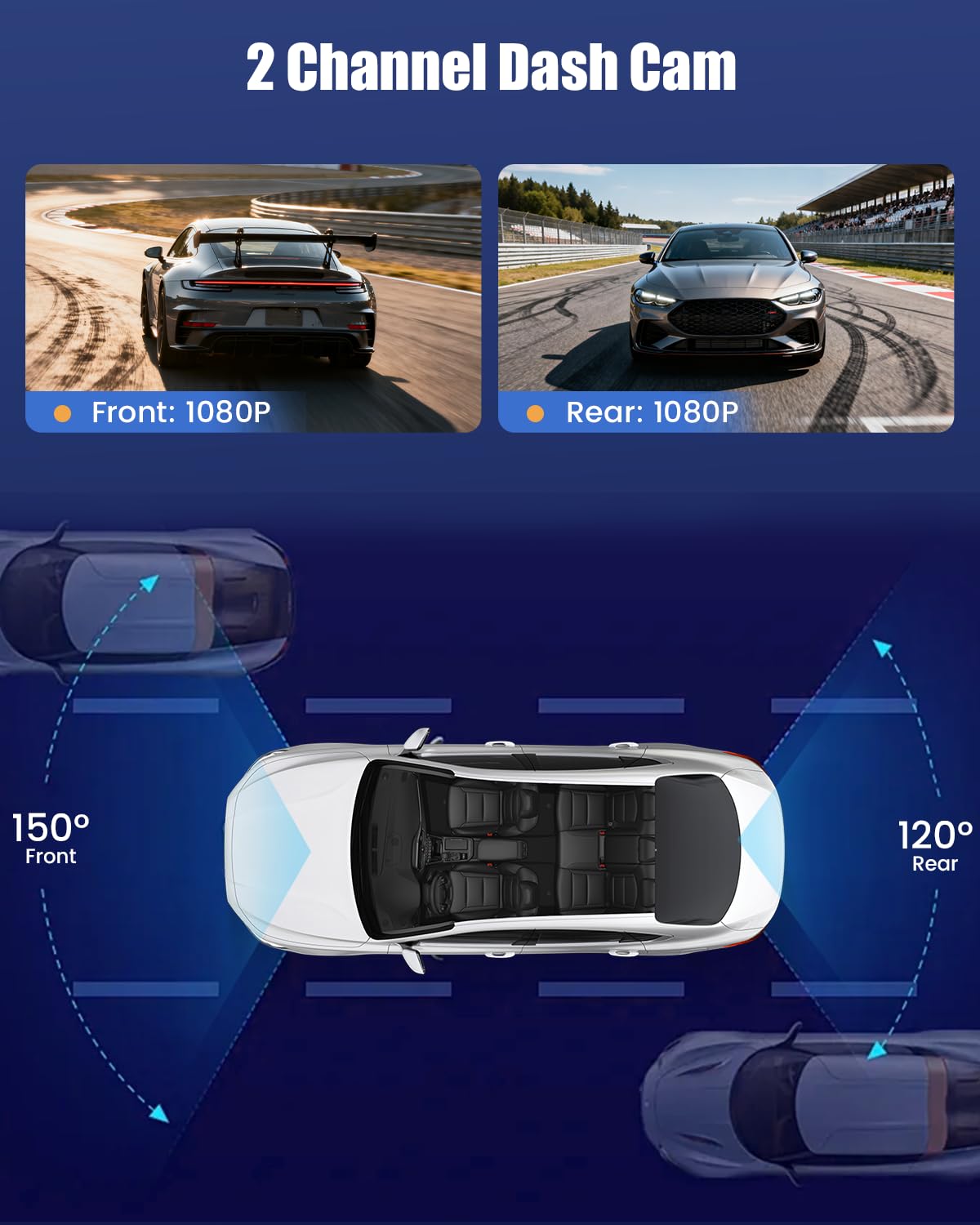 Dashcam a Specchio da 9,7", Telecamera per Auto con Doppio Specchietto Dash Cam con Touchscreen IPS, Registrazione in Loop, Visione Notturna, Specchietto Retrovisore con Streaming e Scheda da 64 GB