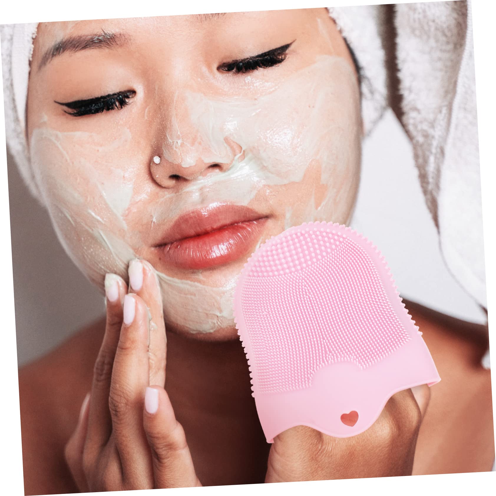 balacoo Facial Brush Handheld Exfoliating Skin Care Brush Face Scrubber Silicone Bristles