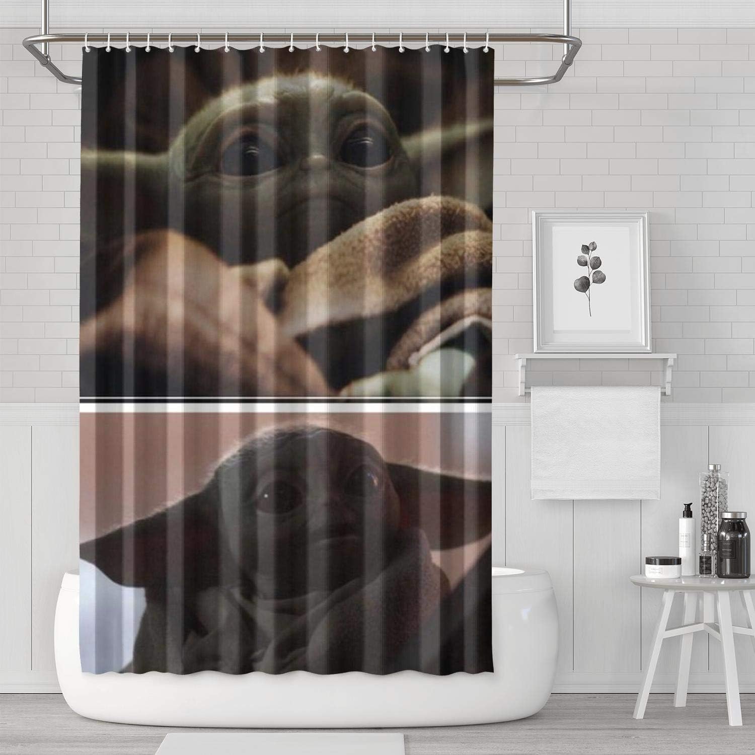 RTMCH511 BabyYodaDesignPoster with Hooks Shower Curtain