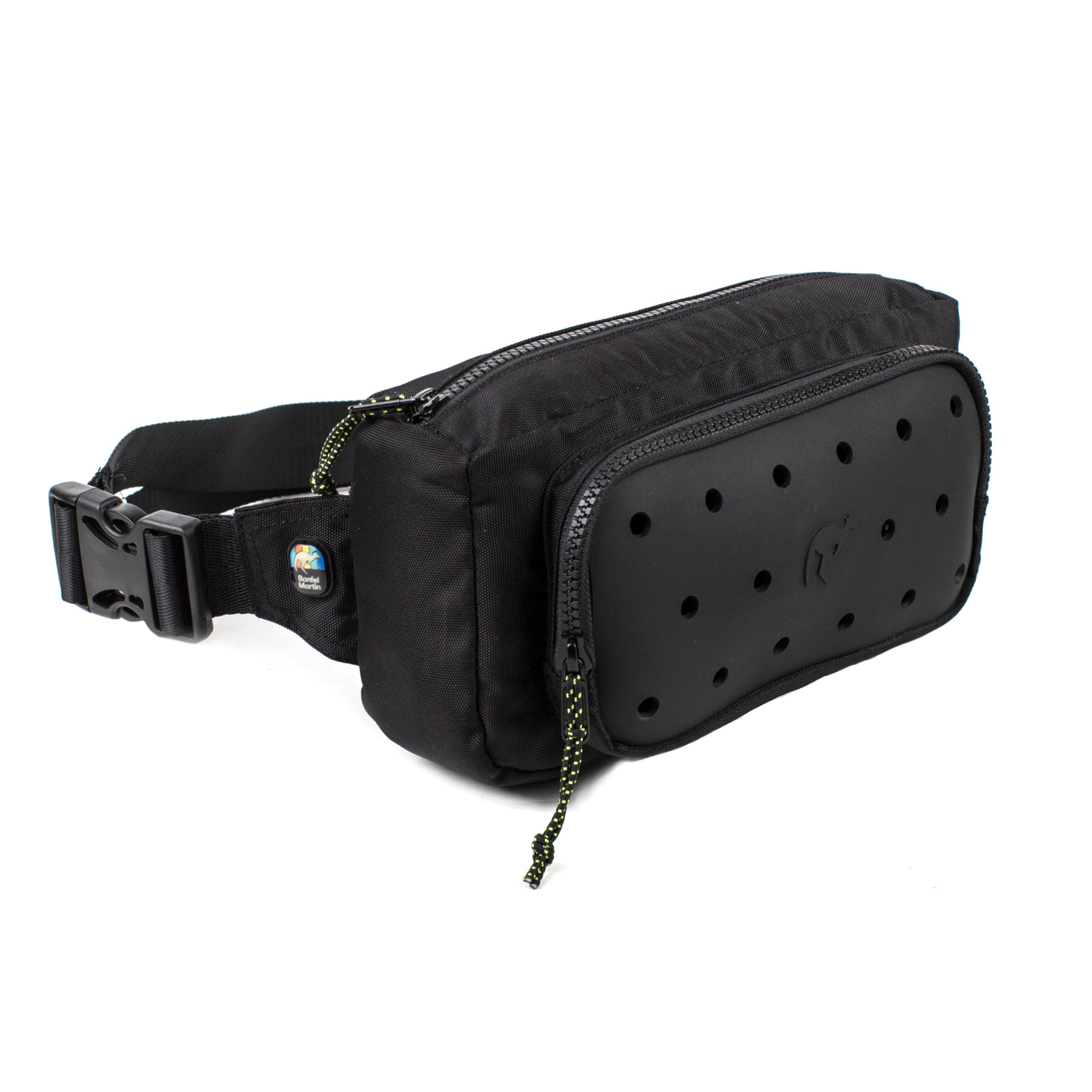 Bonfel Martin Fanny Pack for Women, Men, Teens – Insulated Waist Bag with Charms Customization Panel – Adjustable Hip Pack for Travel, Hiking, Gym – Fashion Fanny Pack Crossbody (Black)