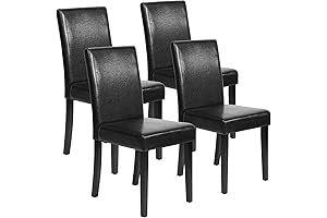 FDW Black Leather Upholstered Dining Chairs Set of 4