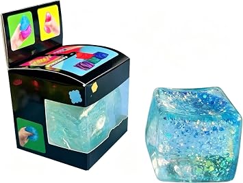 Premium Big Block Cube ,Ice Cube Squishies Toys,Durable, Slow-Rebound fingertip Exquisite Spherical ice Cube with boxGift-Ready Flashing Blue