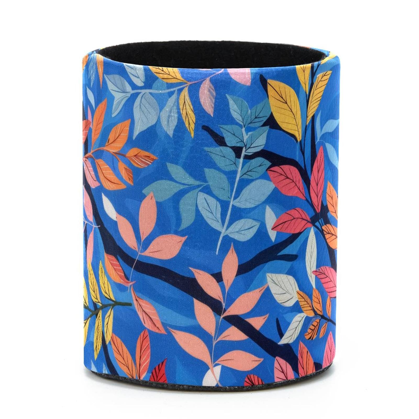 VAPOKF Round Pencil Holders for Desk, Artistic Leaves Pen Holders Pen Pot Makeup Brushes Storage Desktop Stationery Supplies Organiser for Home Office