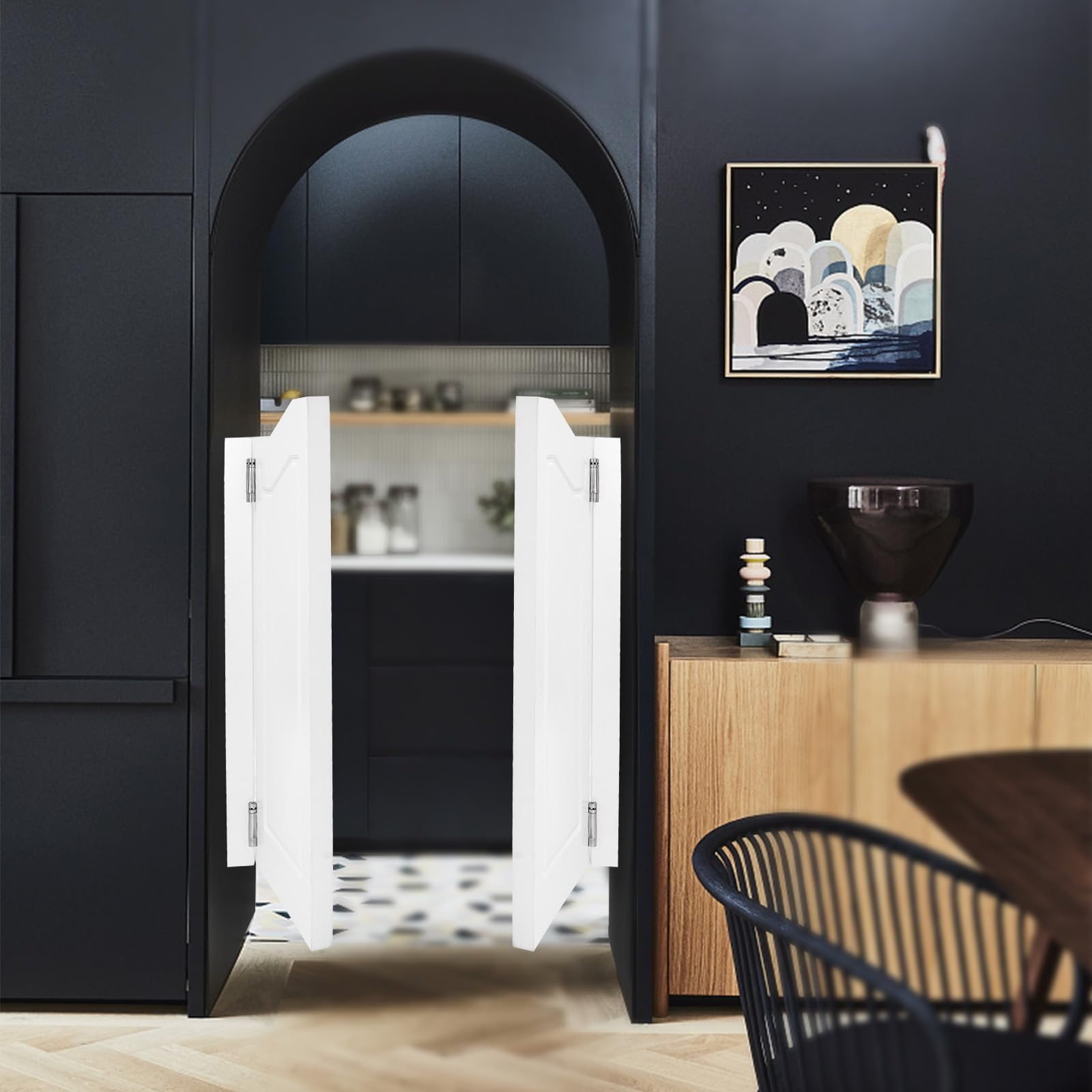 Porta basculante, porta a battente, porta del salone con cerniere in acciaio inox e chiusura automatica, angolo di rotazione di 180°, porte in legno per cucina, bar, caffetteria (81 × 106,5 × 3,5 cm)