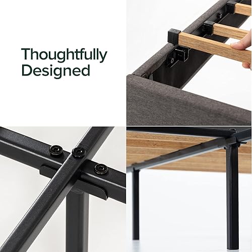 Miniatura 6 de ZINUS Cambril - Base de cama tapizada con listones de bambú sostenibles, no necesita somier, base de colchón, fácil montaje, tamaño Queen