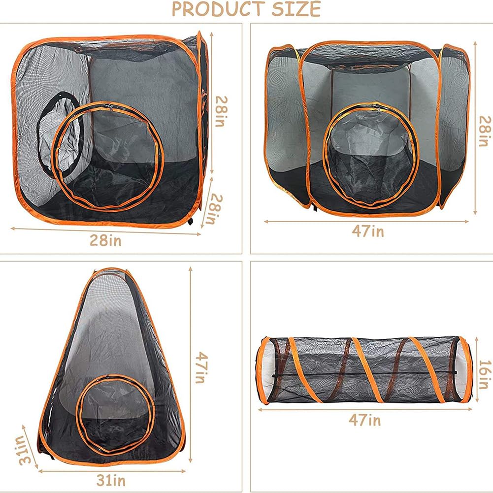 OYX 6-in-1 Katzengehege Outdoor & Indoor – Faltbares Zelt Mit Tunnel Für Katzen, Kaninchen & Kleintiere