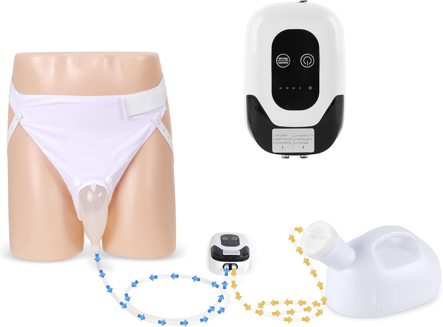 Intelligent Electric Urinal, Non-Invasive Sensitive Sensing, Automatic Start Stop Pump, Bed Rest Anti-Leakage Design, Easy to Use and Clean, Skin Friendly Material, 2000ml Large Capacity (Large)