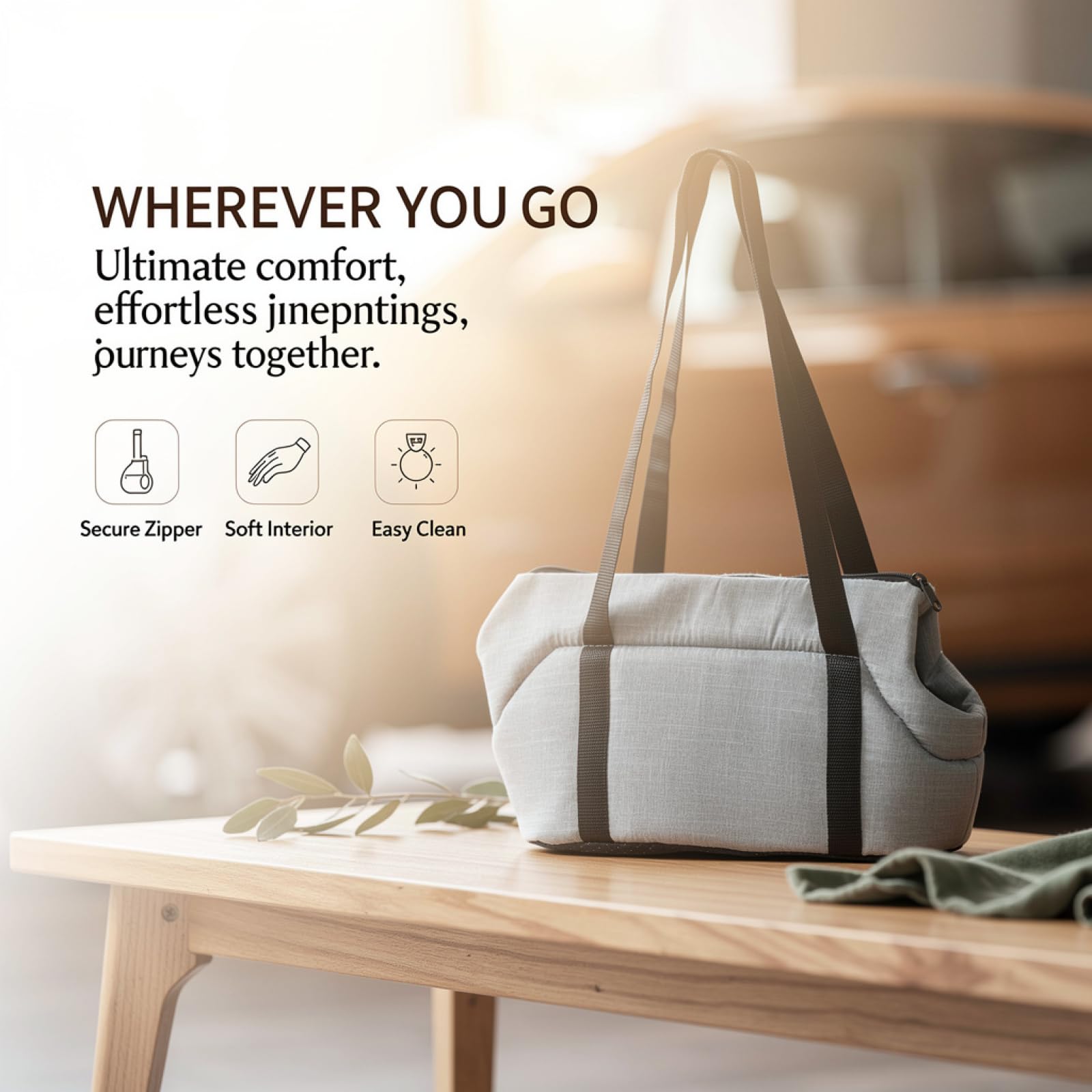 Bolsa de transporte portátil para mascotas, bolsa plegable para perros y gatos, bolso de un solo hombro, bolsa de viaje permeable al aire para perros pequeños, forro interior suave, 45 x 22 x 20 cm