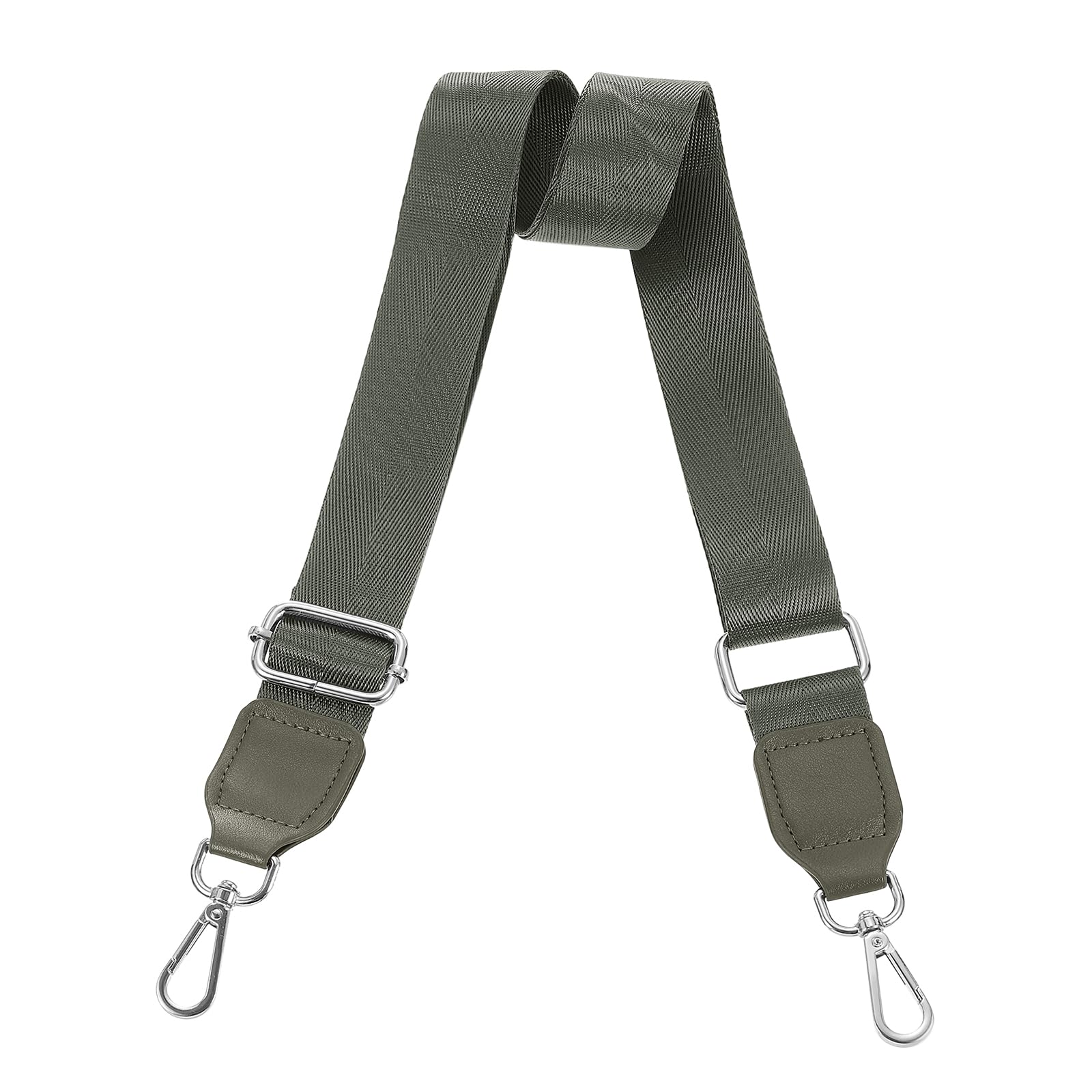 uxcell Wide Shoulder Strap, 3.8cm Adjustable Purse Strap Replacement Crossbody Strap for Shoulder Bag Wallets, Dark Gray, Silver Square Mouth Buckle