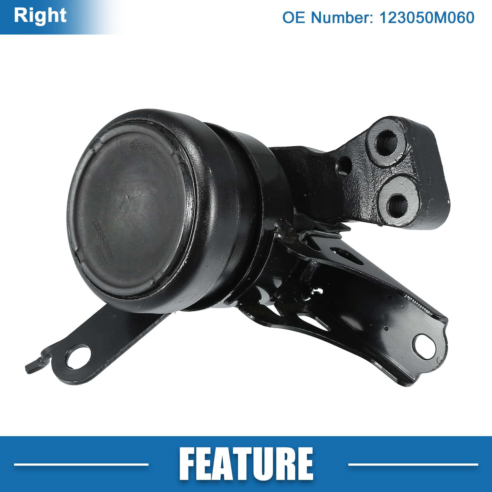 A ABSOPRO Supporto motore No.123050M060 anteriore destro al supporto del cambio per Toyota Vios 2008-2013 per Toyota Yaris 2008-2013 in ferro