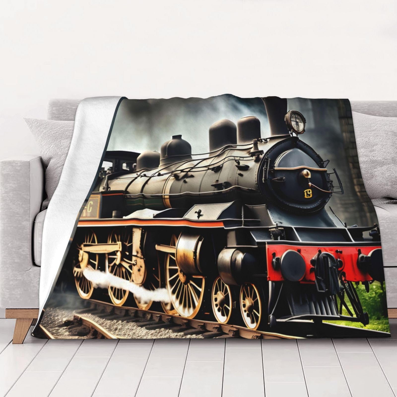 Couverture flanelle train de locomotive pour vos soirées cocooning sur le canapé