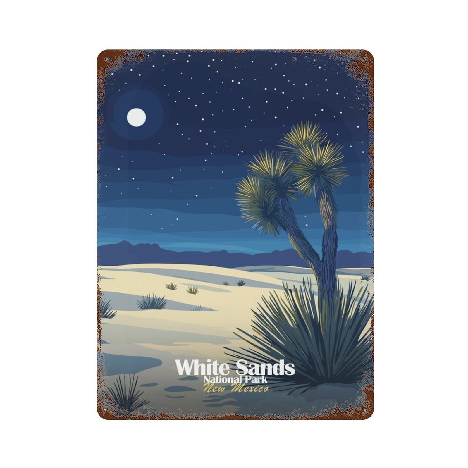 White Sands National Park Aged Metal Wall Plaque 15.7"x11.8", Decorative Metal Wall Art for Garage, Pub Or Kitchen