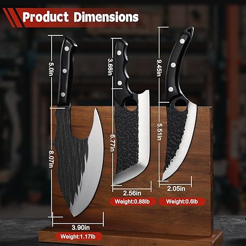 Miniatura 11 de TIJERAS Cuchillo de carnicero para cortar carne, cuchillo de carnicero de alto carbono con mango de madera, cuchillo japonés japonés forjado a mano