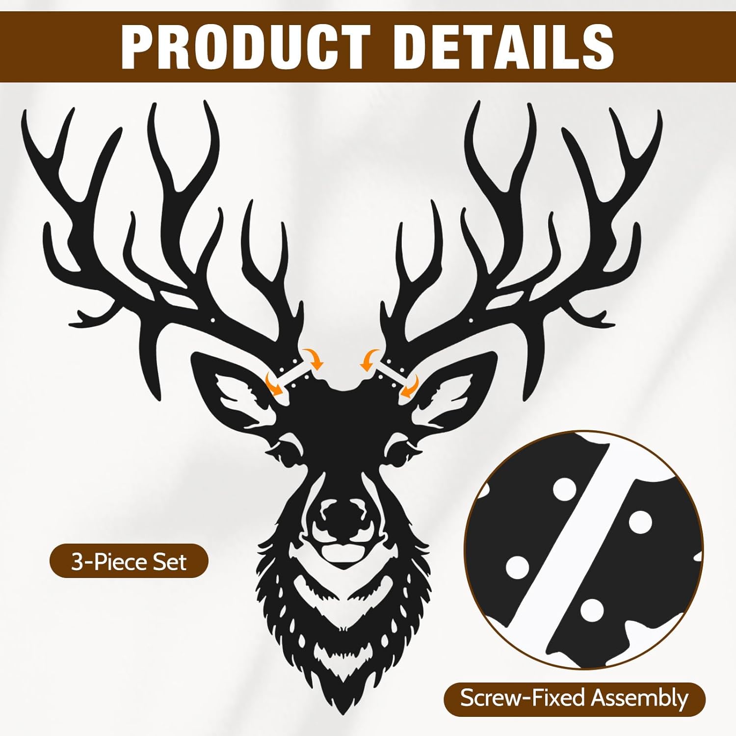 Deer Skull Bow Rack Wall Mount Iron Archery Bow Holder Stand Decorative Rustic Wall Display Hanger for Hunting Home Decor Hunter(Silhouette Style)