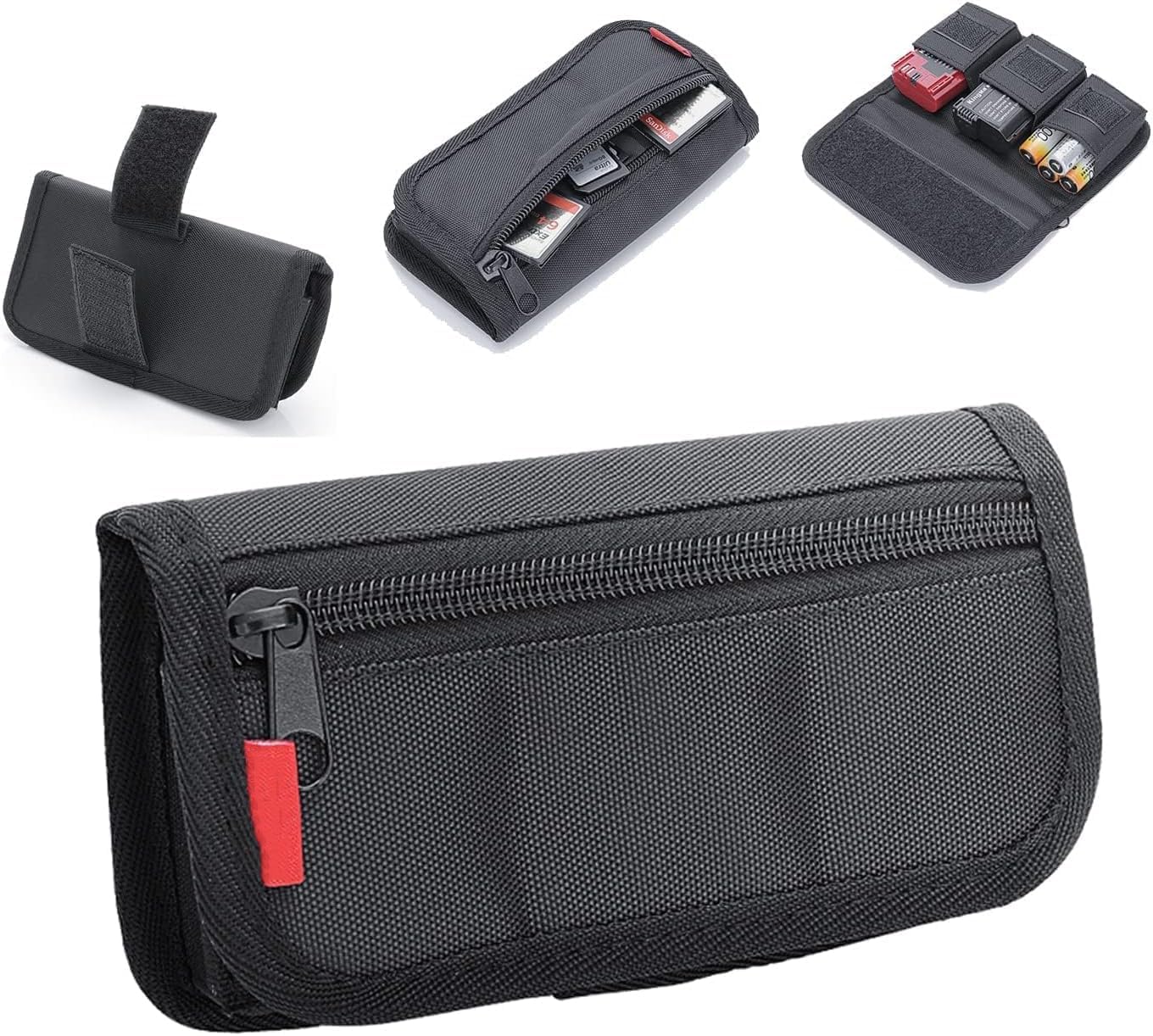 Khazna Small DSLR Camera Battery Bag Pouch Holder Case Camera Battery Waist Bag Suitable for AA Battery and SD Card Holder Memory Card Case